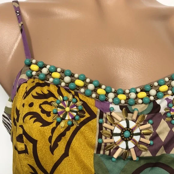 CABi Floral Patterned Beaded Summer Dress size 8 EUC ! - Picture 8 of 12